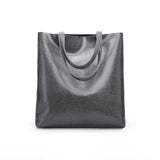 Alma | Classic Leather Tote Bag – Slim Handles & Spacious Interior - in Dark Grey | Arvea Bags