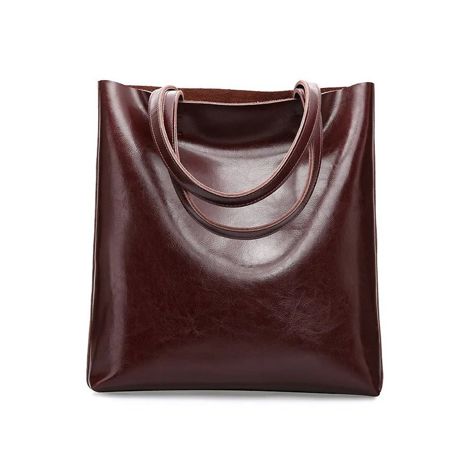 Alma | Classic Leather Tote Bag – Slim Handles & Spacious Interior - in Espresso Brown | Arvea Bags