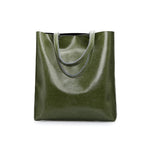 Alma | Classic Leather Tote Bag – Slim Handles & Spacious Interior - in Green | Arvea Bags