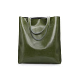 Alma | Classic Leather Tote Bag – Slim Handles & Spacious Interior - in Green | Arvea Bags