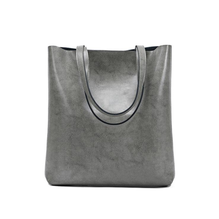 Alma | Classic Leather Tote Bag – Slim Handles & Spacious Interior - in Grey | Arvea Bags