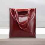 Alma | Classic Leather Tote Bag – Slim Handles & Spacious Interior - in Red | Arvea Bags