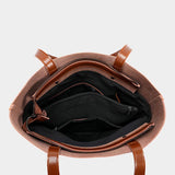 Alma | Classic Leather Tote Bag – Slim Handles & Spacious Interior - in Tan Brown | Arvea Bags