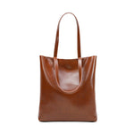 Alma | Classic Leather Tote Bag – Slim Handles & Spacious Interior - in Tan Brown | Arvea Bags