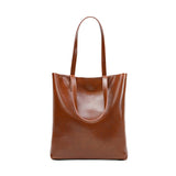 Alma | Classic Leather Tote Bag – Slim Handles & Spacious Interior - in Tan Brown | Arvea Bags