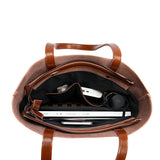 Alma | Classic Leather Tote Bag – Slim Handles & Spacious Interior - in Tan Brown | Arvea Bags