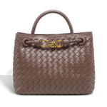 Alyn | Black Woven Midi Leather Tote Bag – Effortless Elegance & Timeless Appeal - in Taupe | Arvea Bags
