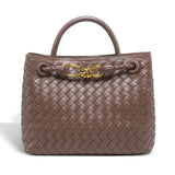 Alyn | Black Woven Midi Leather Tote Bag – Effortless Elegance & Timeless Appeal - in Taupe | Arvea Bags