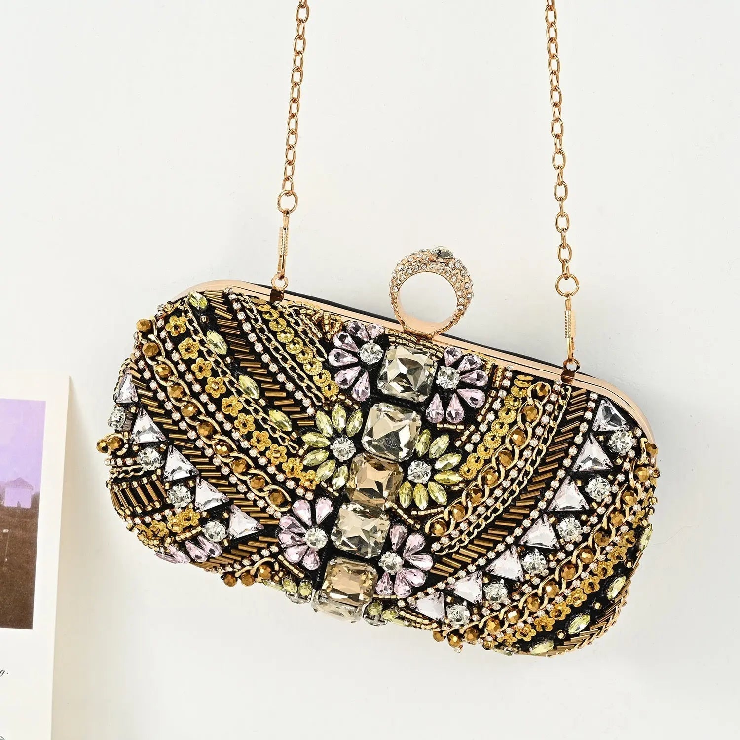Amara | Hand - Beaded Bohemian Luxe Evening Clutch – Artful Elegance - in Brown | Arvea Bags