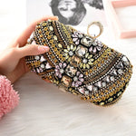 Amara | Hand - Beaded Bohemian Luxe Evening Clutch – Artful Elegance - in Brown | Arvea Bags