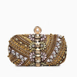 Amara | Hand - Beaded Bohemian Luxe Evening Clutch – Artful Elegance - in Brown | Arvea Bags