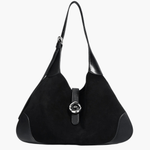 Amara | Luxe Suede & Leather Shoulder Bag – Timeless Elegance - in Black | Arvea Bags