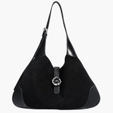 Amara | Luxe Suede & Leather Shoulder Bag – Timeless Elegance - in Black | Arvea Bags
