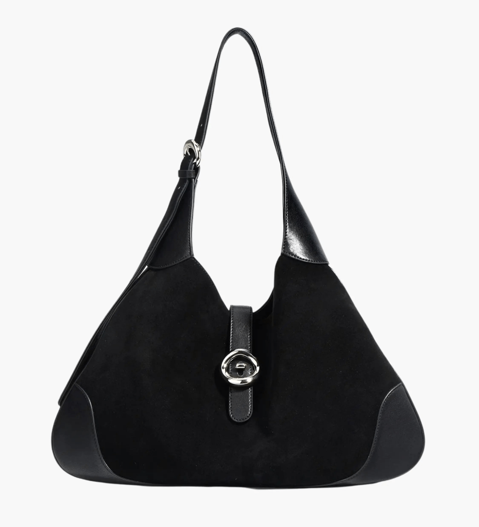Amara | Luxe Suede & Leather Shoulder Bag – Timeless Elegance - in Black | Arvea Bags