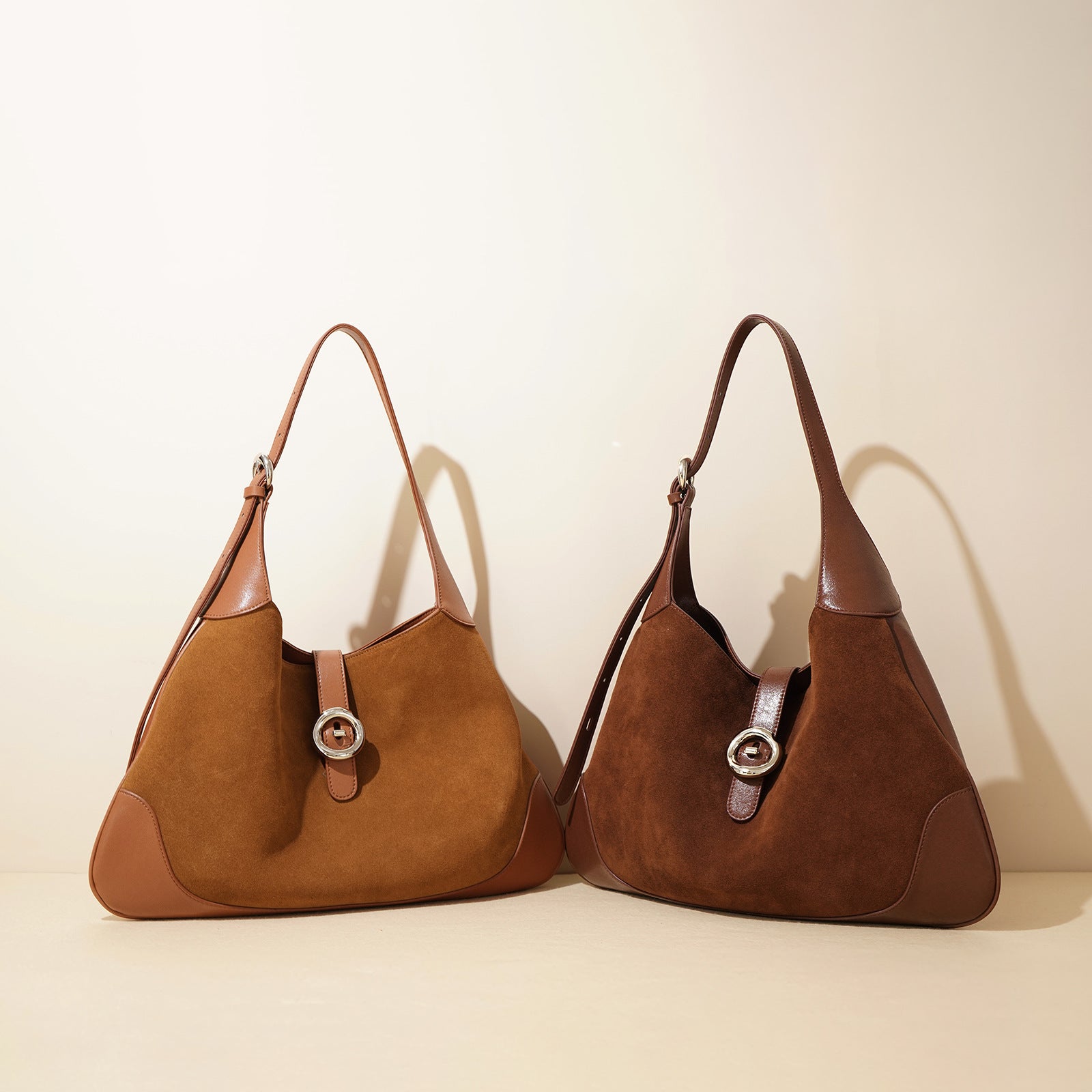 Amara | Luxe Suede & Leather Shoulder Bag – Timeless Elegance - in Black | Arvea Bags
