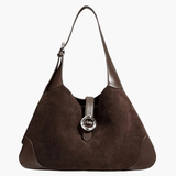 Amara | Luxe Suede & Leather Shoulder Bag – Timeless Elegance - in Dark Brown | Arvea Bags