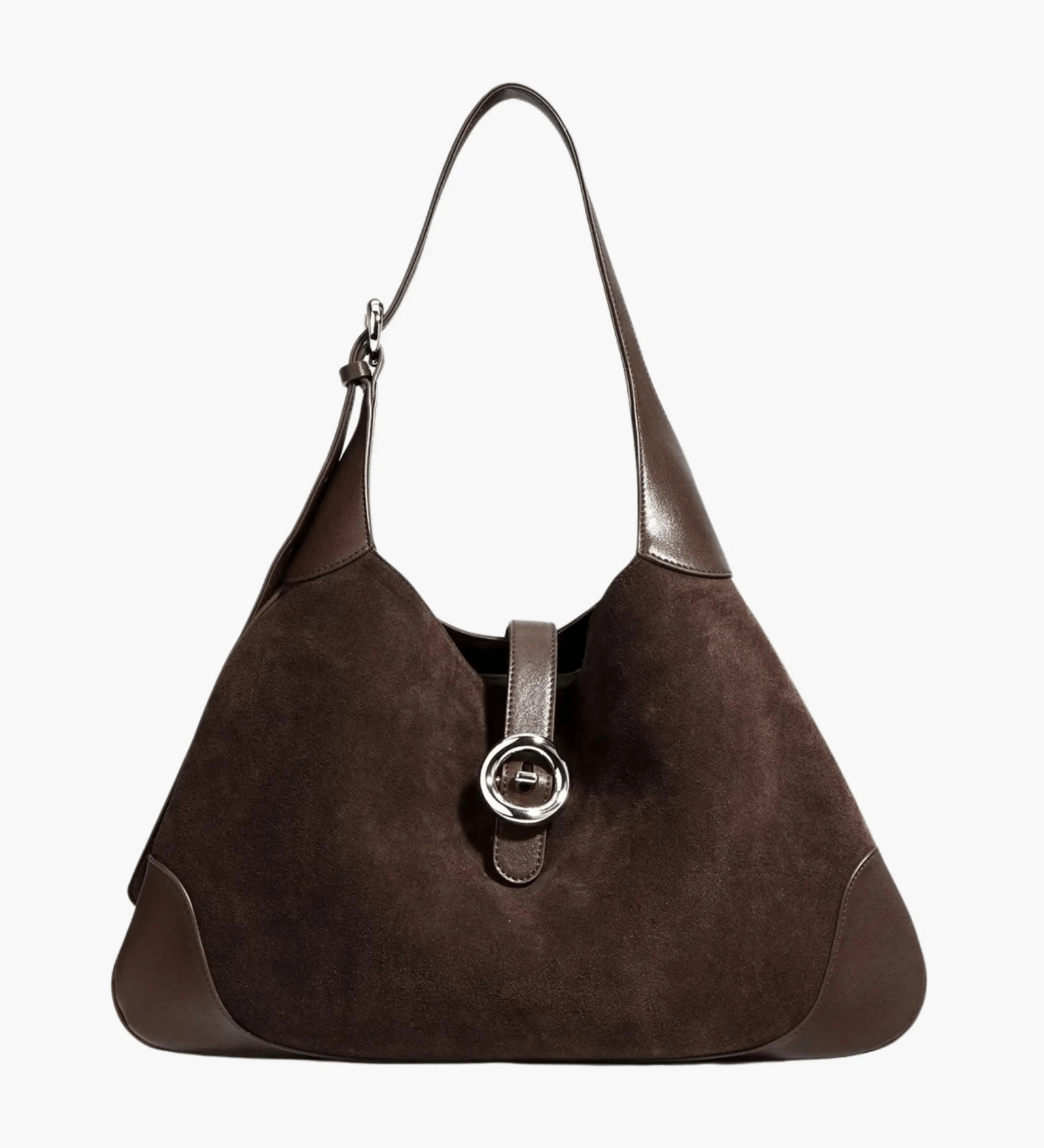 Amara | Luxe Suede & Leather Shoulder Bag – Timeless Elegance - in Dark Brown | Arvea Bags