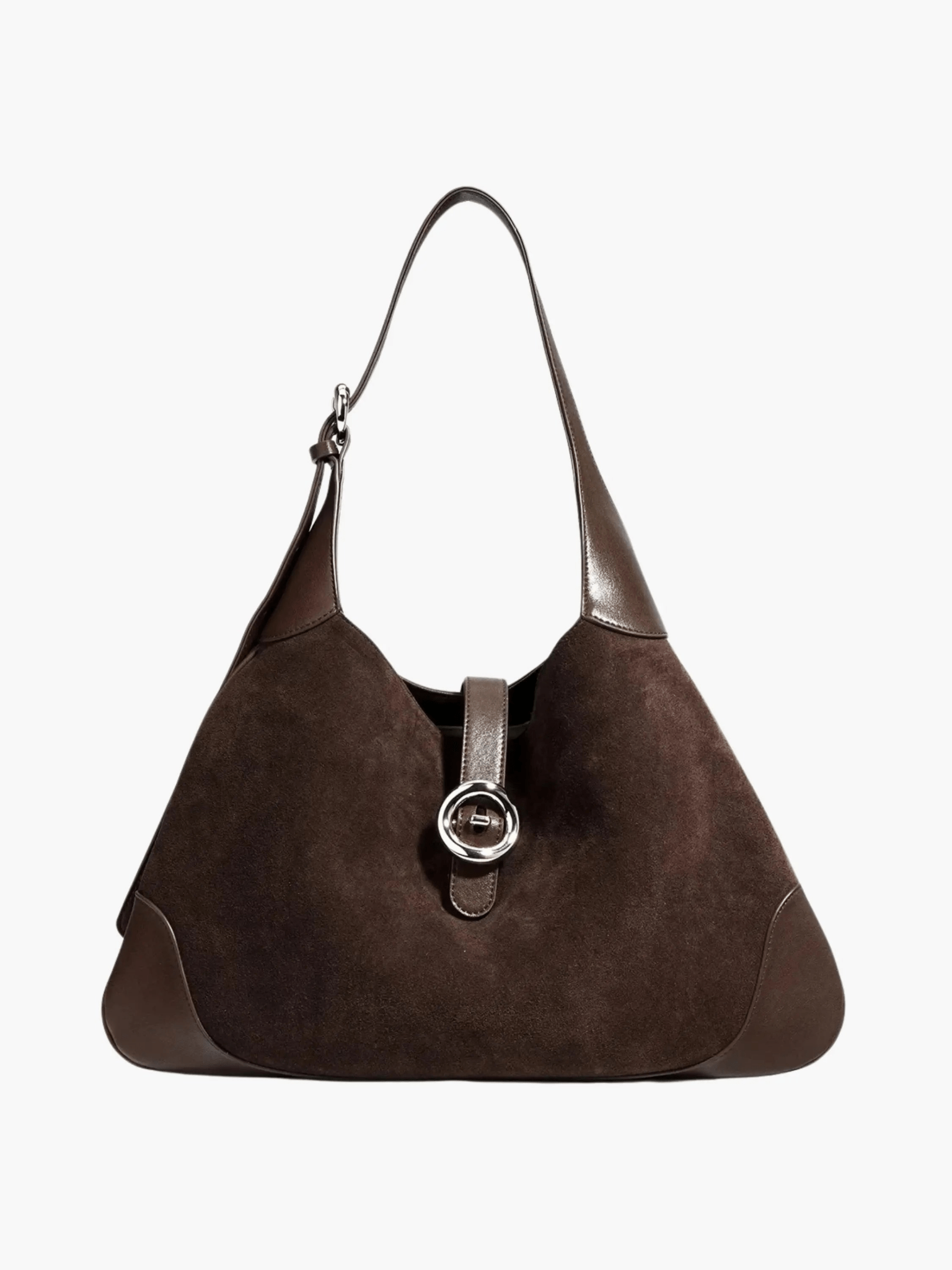 Amara | Luxe Suede & Leather Shoulder Bag – Timeless Elegance - in Dark Brown | Arvea Bags