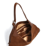 Amara | Luxe Suede & Leather Shoulder Bag – Timeless Elegance - in Dark Brown | Arvea Bags