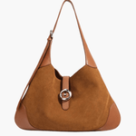 Amara | Luxe Suede & Leather Shoulder Bag – Timeless Elegance - in Light Brown | Arvea Bags