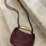 Amara Woven Leather Handbag – Sculptural Handle Designer - Inspired Bag - in Brown | Arvea Bags