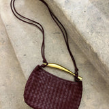 Amara Woven Leather Handbag – Sculptural Handle Designer - Inspired Bag - in Brown | Arvea Bags