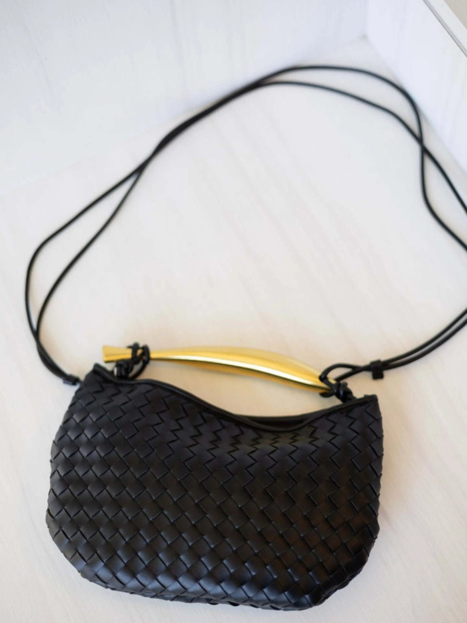 Amara Woven Leather Handbag – Sculptural Handle Designer - Inspired Bag - in Brown | Arvea Bags