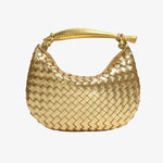 Amara Woven Leather Handbag – Sculptural Handle Designer - Inspired Bag - in Gold | Arvea Bags