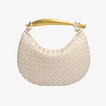Amara Woven Leather Handbag – Sculptural Handle Designer - Inspired Bag - in Off - White | Arvea Bags