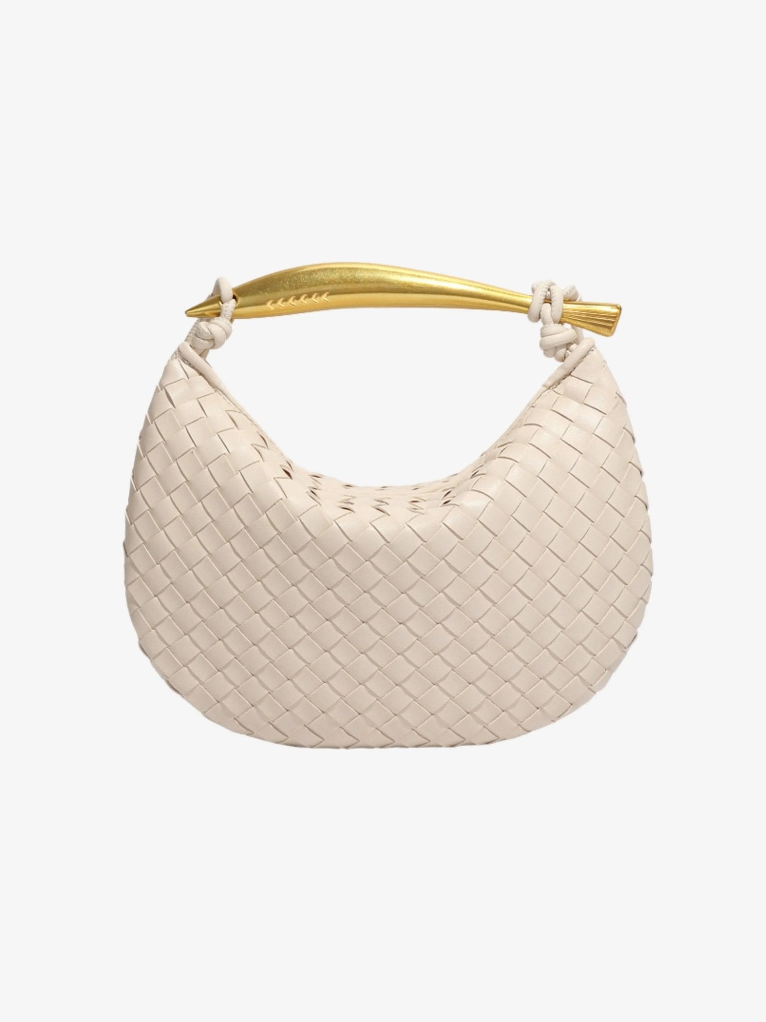 Amara Woven Leather Handbag – Sculptural Handle Designer - Inspired Bag - in Off - White | Arvea Bags