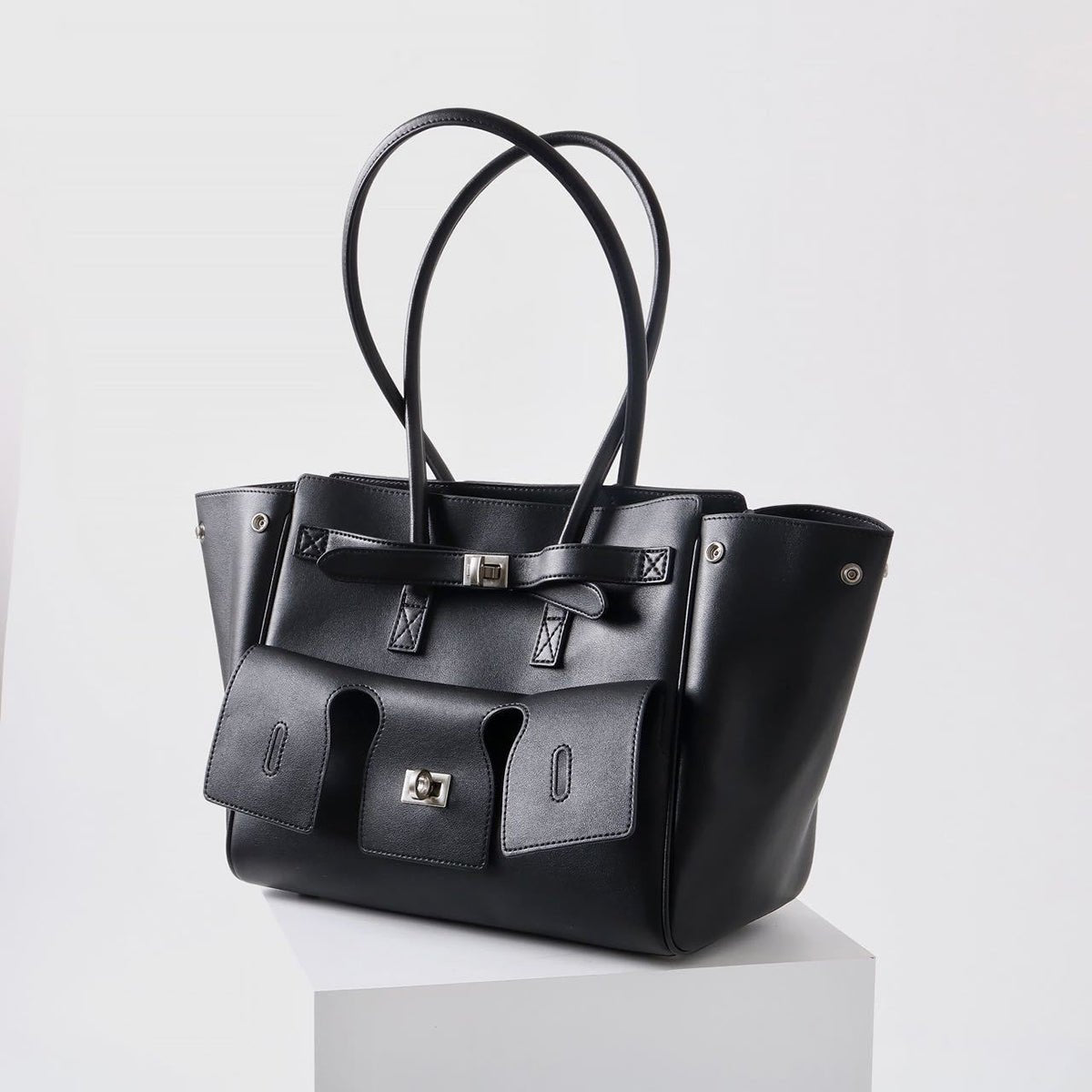 Amelia | Black Leather Handbag – Sophisticated & Stylish - in Black | Arvea Bags