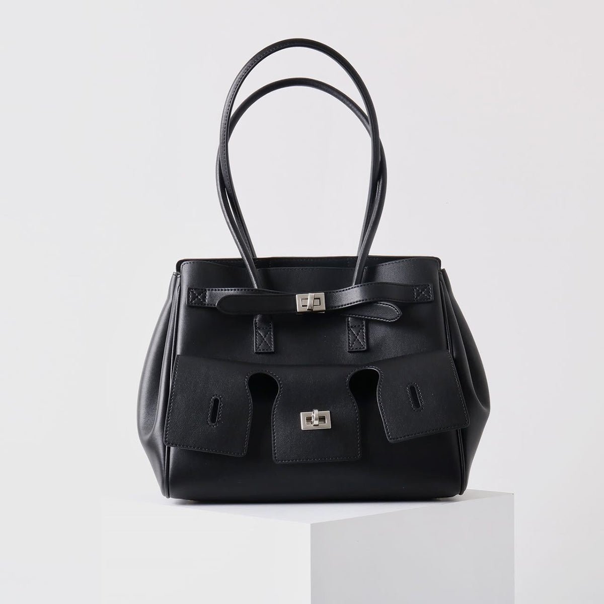 Amelia | Black Leather Handbag – Sophisticated & Stylish - in Black | Arvea Bags