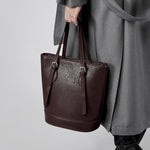 Amelia | Brown Leather Bucket Bag – Sleek & Sophisticated - in Dark Brown | Arvea Bags