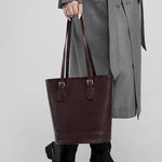 Amelia | Brown Leather Bucket Bag – Sleek & Sophisticated - in Dark Brown | Arvea Bags