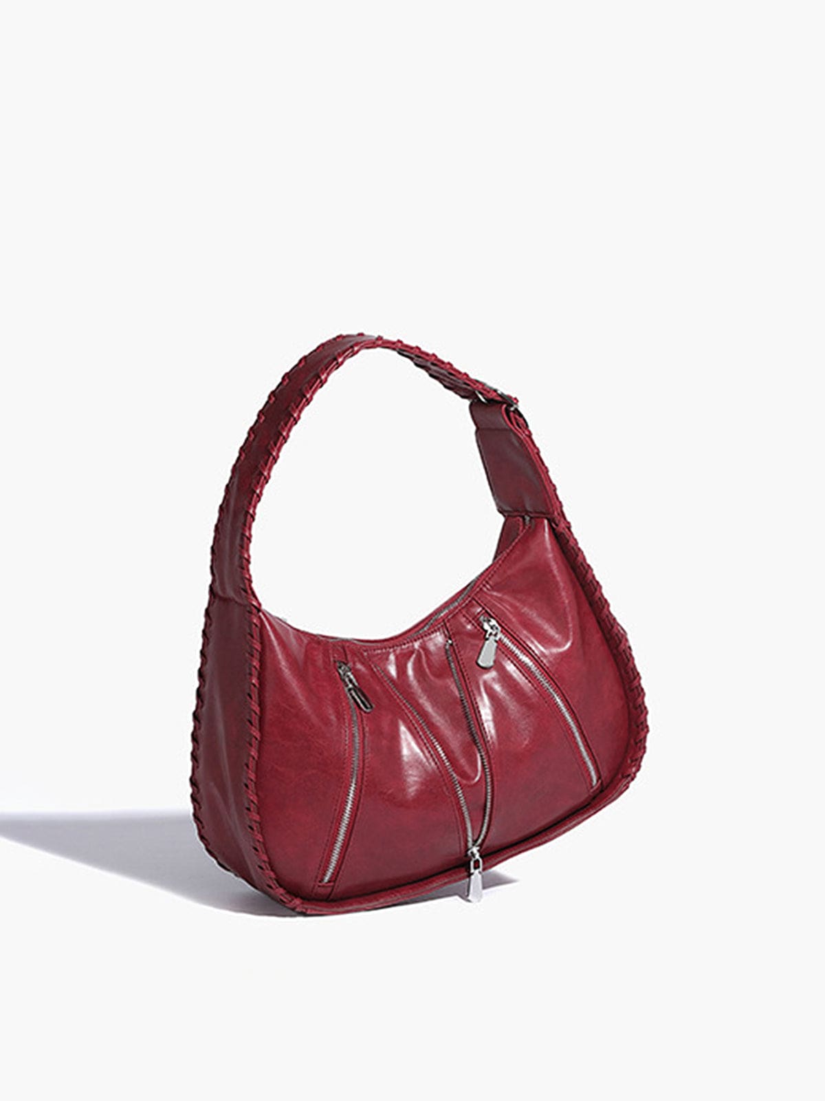 Amelia | Chic Zippered Leather Hobo Bag – Modern & Stylish - in Red | Arvea Bags