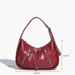 Amelia | Chic Zippered Leather Hobo Bag – Modern & Stylish - in Red | Arvea Bags