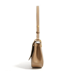 Amelie | Luxe Two - Tone Leather Saddle Bag – Classic & Chic - in Khaki | Arvea Bags