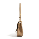 Amelie | Luxe Two - Tone Leather Saddle Bag – Classic & Chic - in Khaki | Arvea Bags