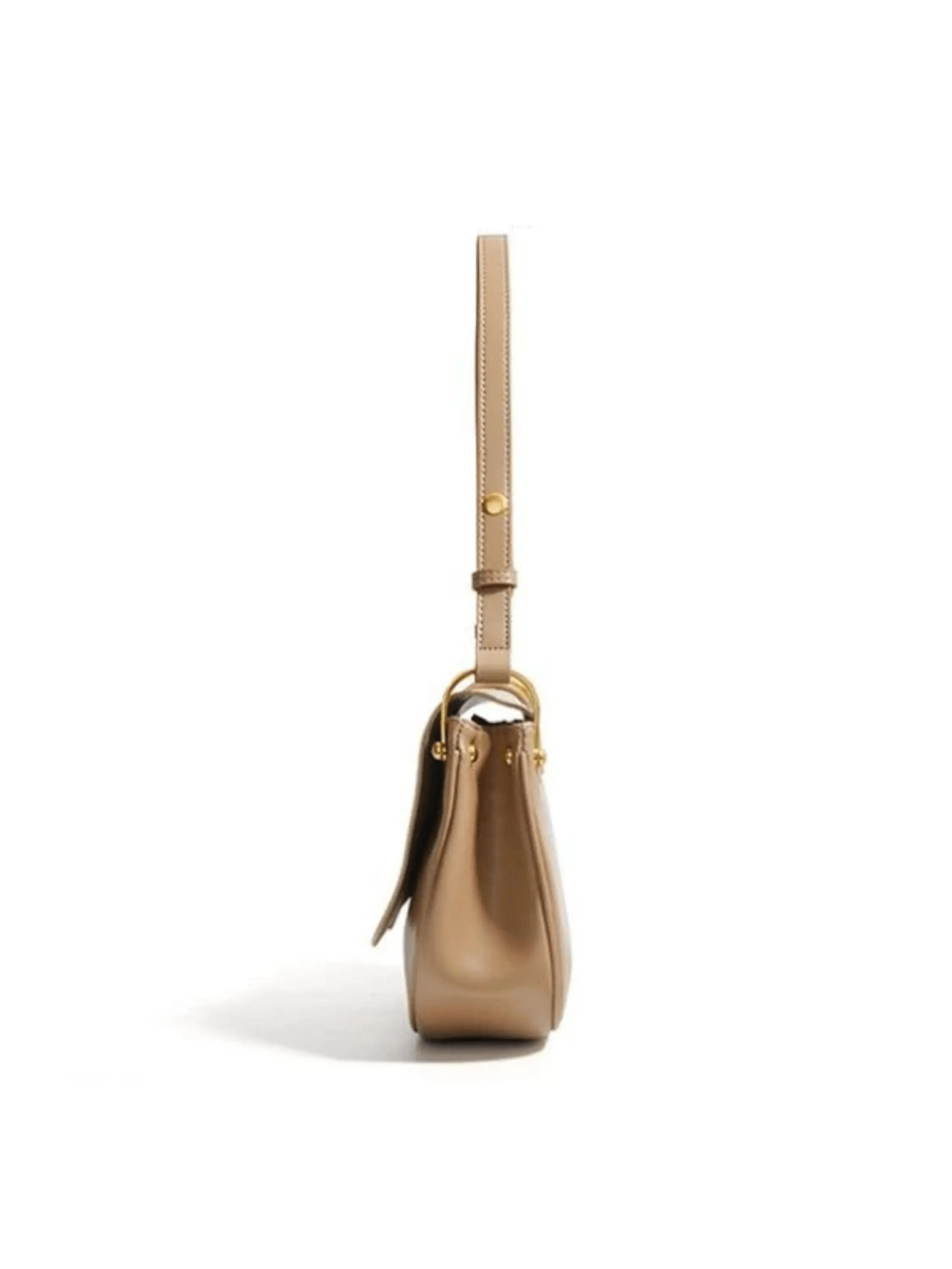 Amelie | Luxe Two - Tone Leather Saddle Bag – Classic & Chic - in Khaki | Arvea Bags