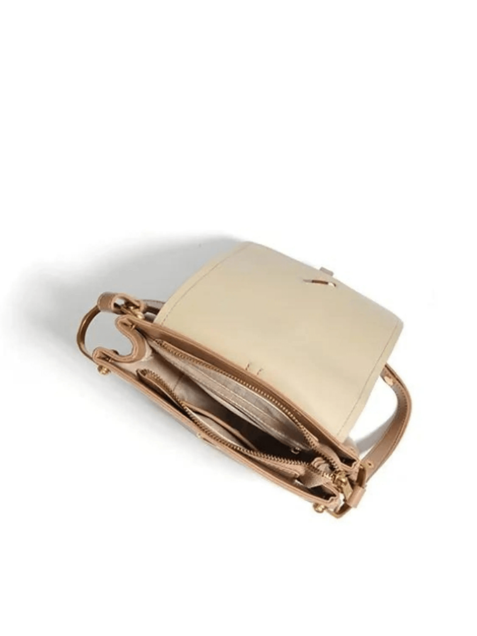 Amelie | Luxe Two - Tone Leather Saddle Bag – Classic & Chic - in Khaki | Arvea Bags