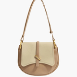 Amelie | Luxe Two - Tone Leather Saddle Bag – Classic & Chic - in Khaki | Arvea Bags