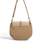 Amelie | Luxe Two - Tone Leather Saddle Bag – Classic & Chic - in Khaki | Arvea Bags