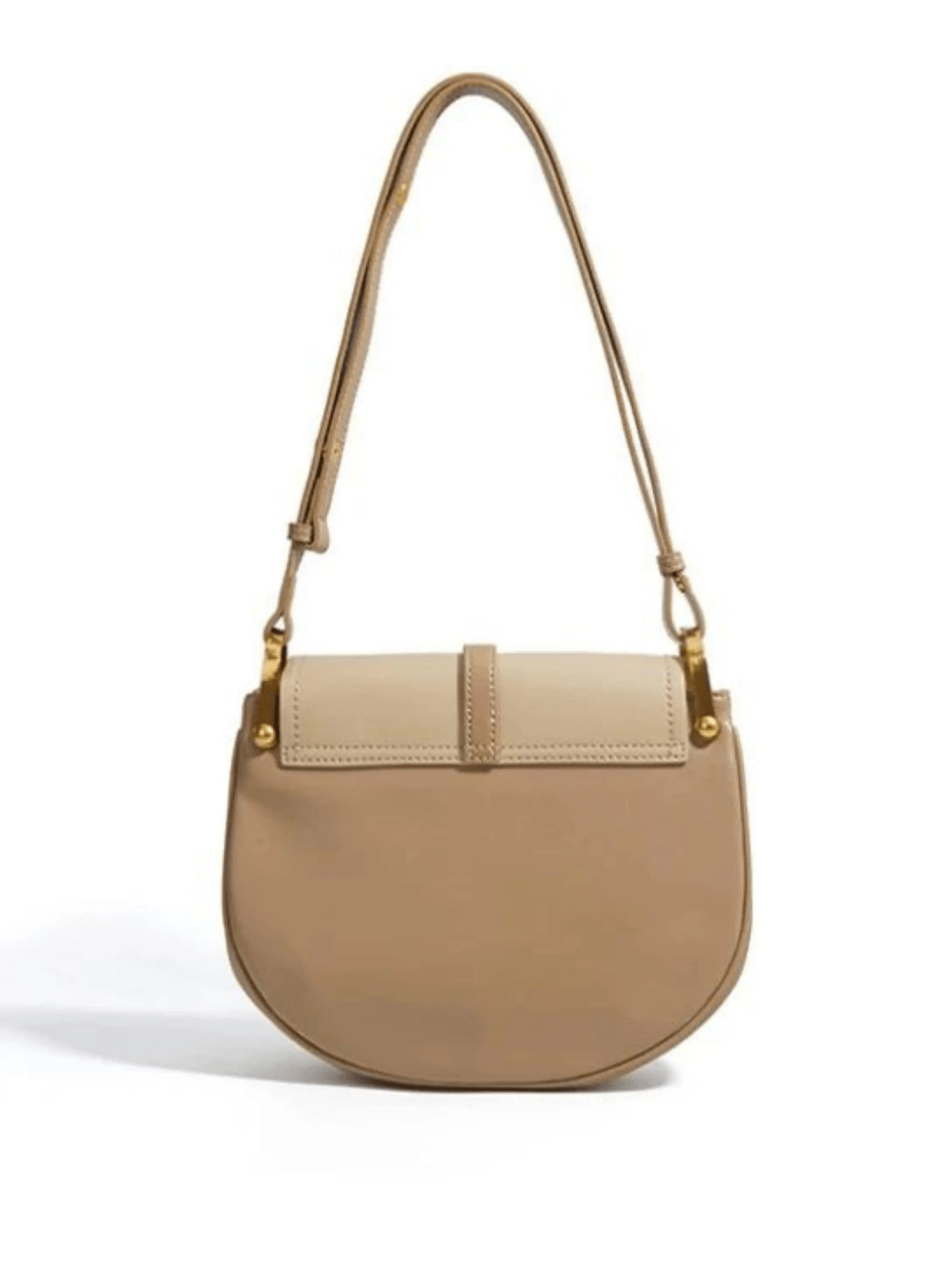 Amelie | Luxe Two - Tone Leather Saddle Bag – Classic & Chic - in Khaki | Arvea Bags