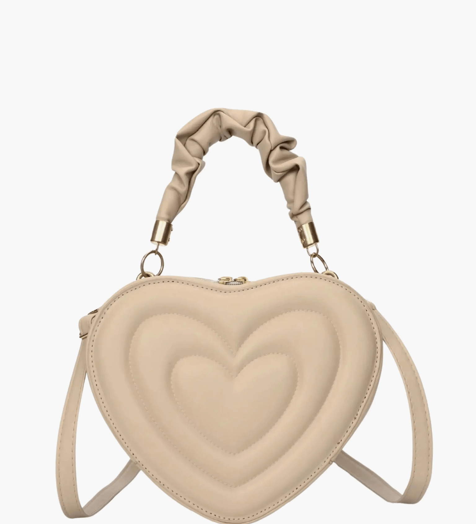 Amour | Brown Heart - Shaped Leather Bag – Playful & Chic - in Beige | Arvea Bags