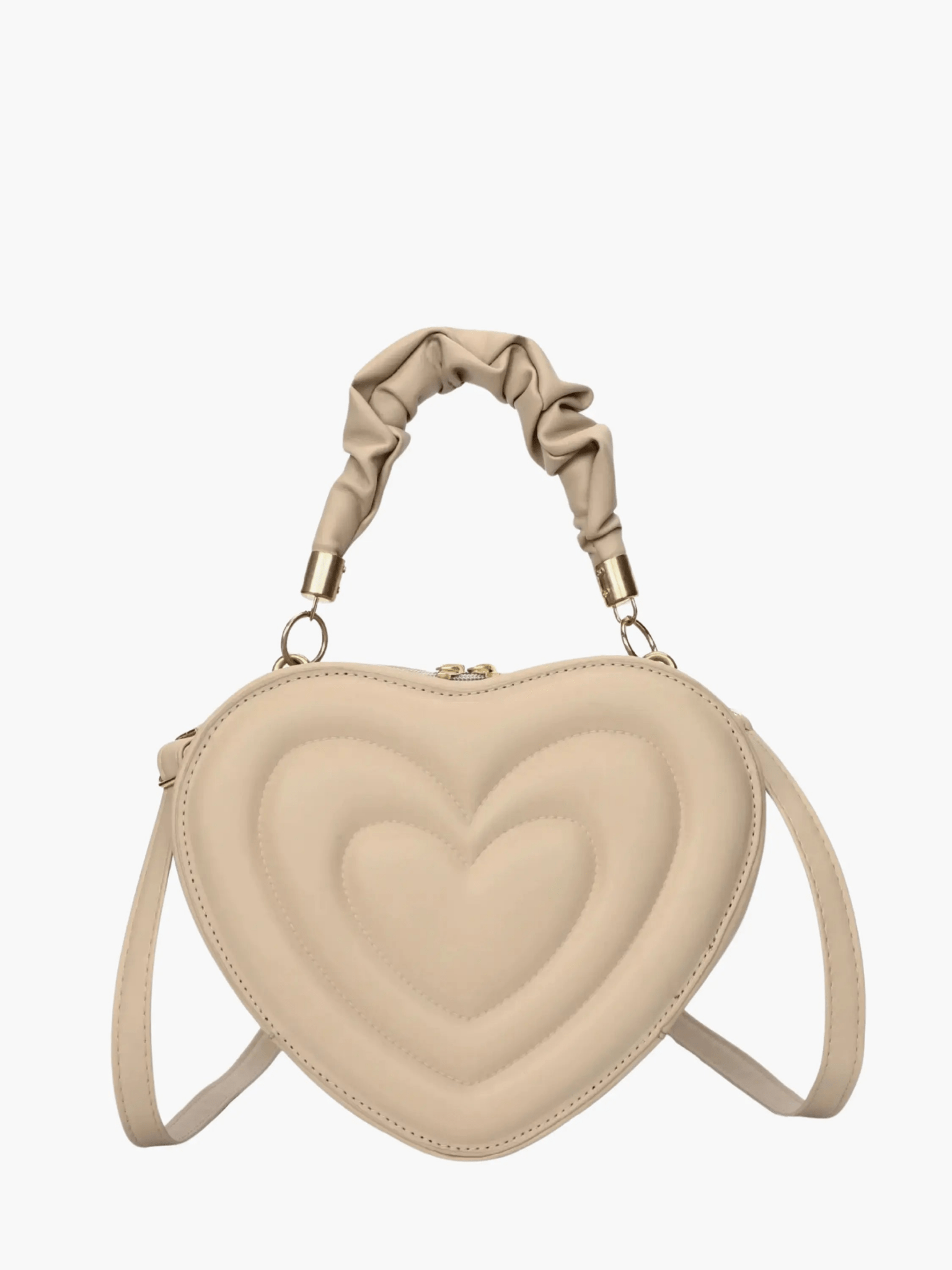 Amour | Brown Heart - Shaped Leather Bag – Playful & Chic - in Beige | Arvea Bags