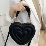 Amour | Brown Heart - Shaped Leather Bag – Playful & Chic - in Black | Arvea Bags