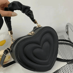 Amour | Brown Heart - Shaped Leather Bag – Playful & Chic - in Black | Arvea Bags