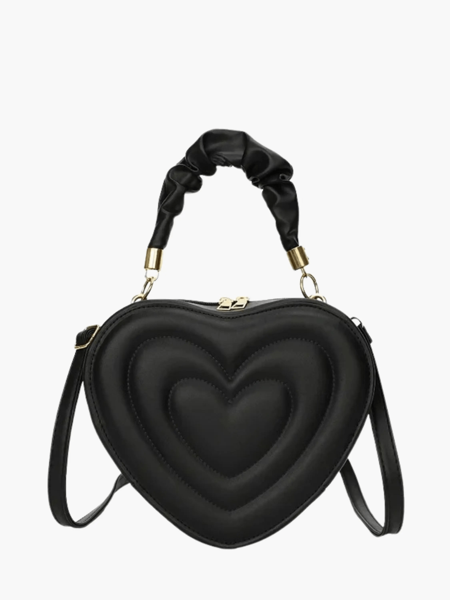 Amour | Brown Heart - Shaped Leather Bag – Playful & Chic - in Black | Arvea Bags