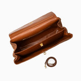 Amy Classic Suede Flap Bag with Top Handle – Timeless Structured Handbag - in Caramel | Arvea Bags