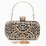 Anastasia | Gold Crystal Embellished Evening Handbag – Royal Elegance - in Black | Arvea Bags